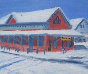 Chester Depot In Winter Painting